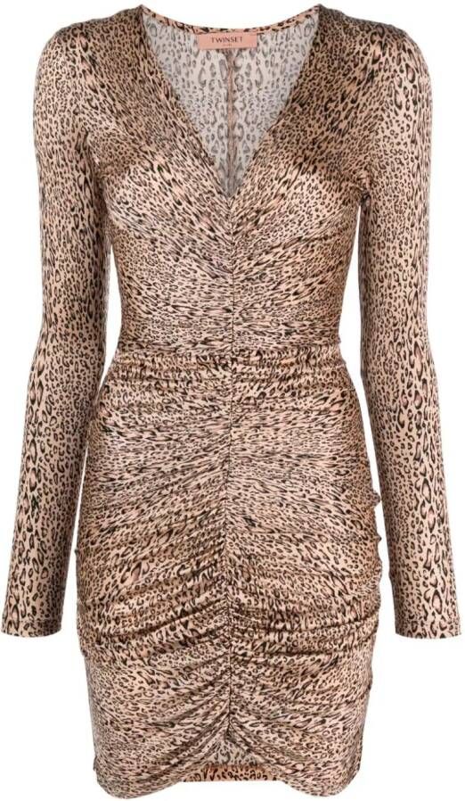 TWINSET Mini-jurk met luipaardprint Bruin