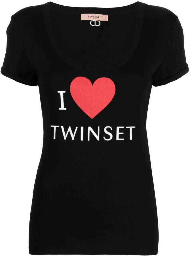 TWINSET T-shirt met logo Zwart