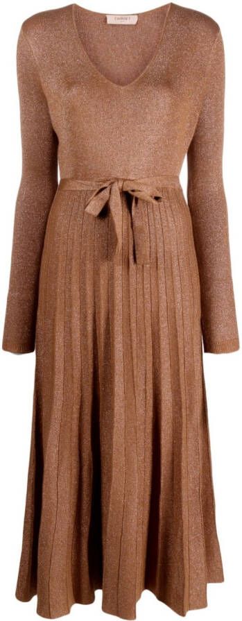 TWINSET Midi-jurk met lange mouwen Bruin