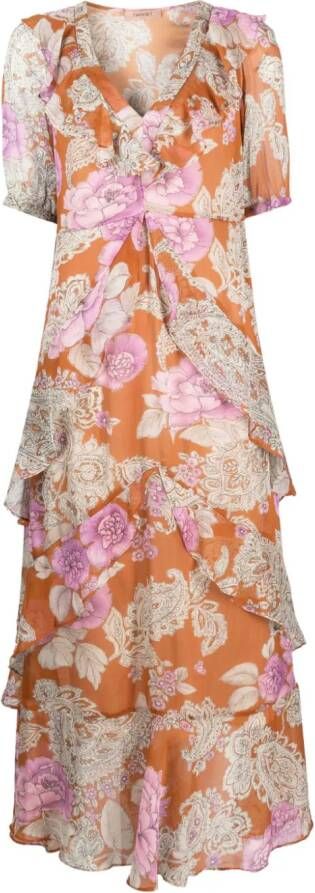 TWINSET Maxi-jurk met bloemenprint Oranje