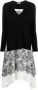 TWINSET Midi-jurk met bloemenkant Zwart - Thumbnail 1