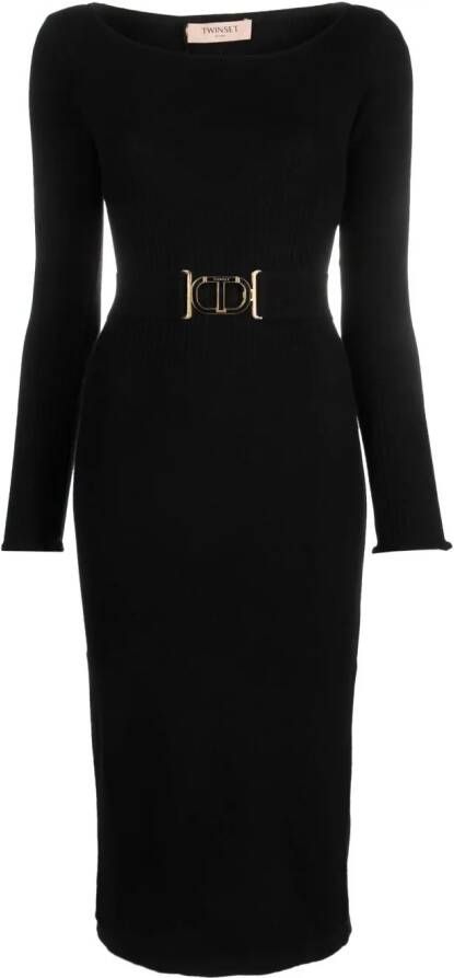 TWINSET Midi-jurk met logogesp Zwart