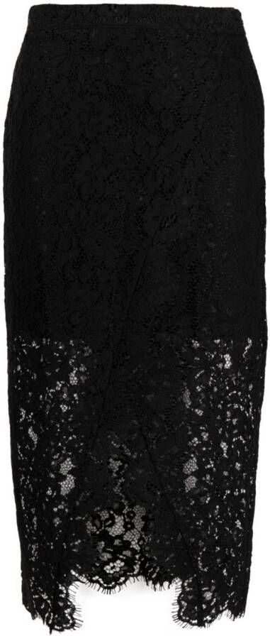 TWINSET Midi-rok met bloemenkant Zwart