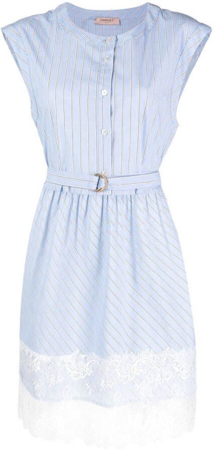 TWINSET Mini-jurk met afwerking van kant Blauw