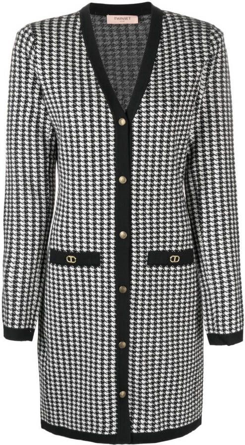 TWINSET Mini-jurk met pied-de-poule print Zwart