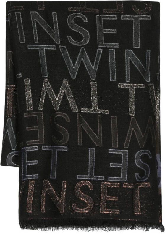 TWINSET Sjaal met monogram jacquard Zwart