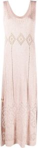 TWINSET open-knit midi dress Roze