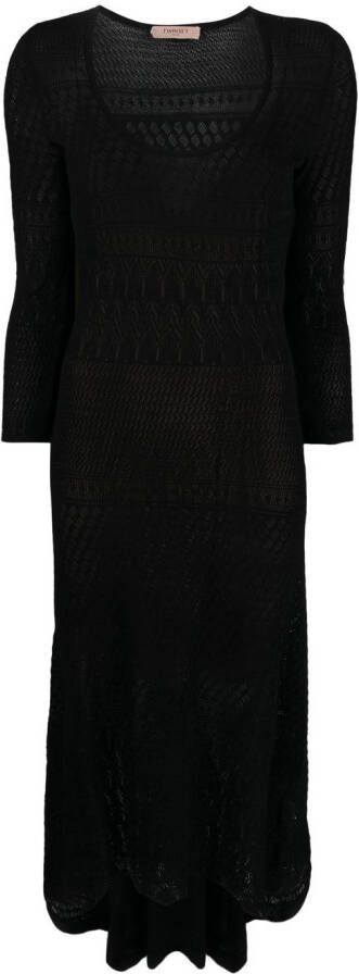 TWINSET Opengebreide midi-jurk Zwart