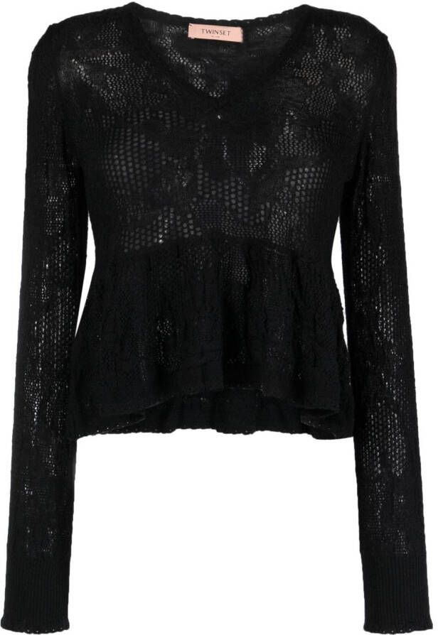 TWINSET Opengebreide blouse Zwart
