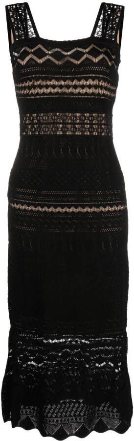TWINSET Opengebreide midi-jurk Zwart
