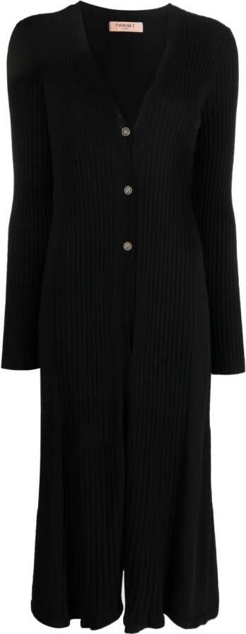 TWINSET Ribgebreide vestjas Zwart