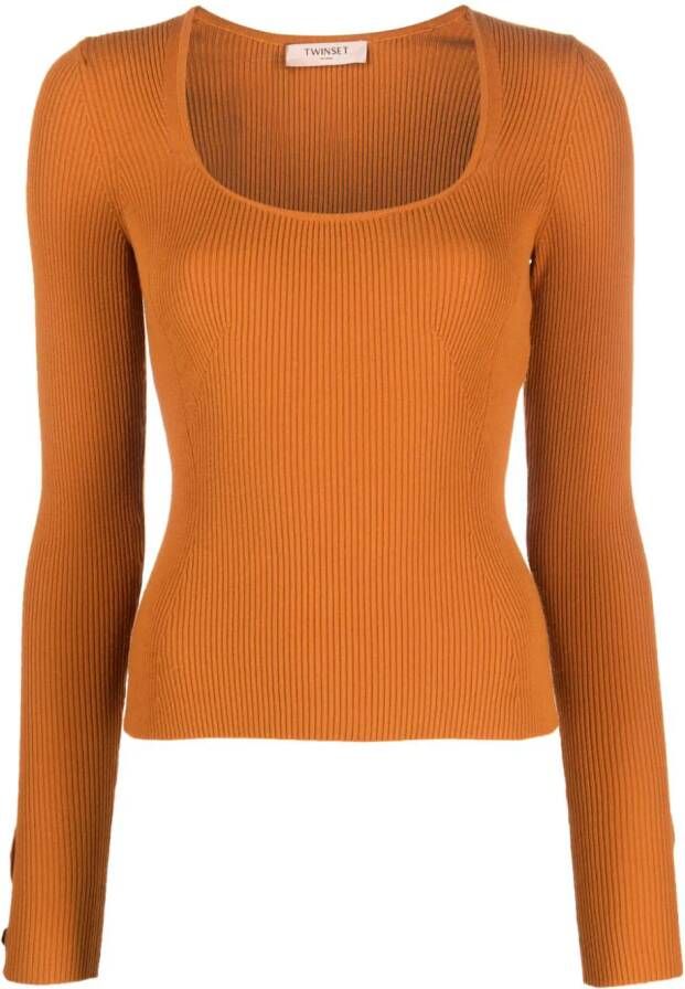 TWINSET Ribgebreide top Oranje