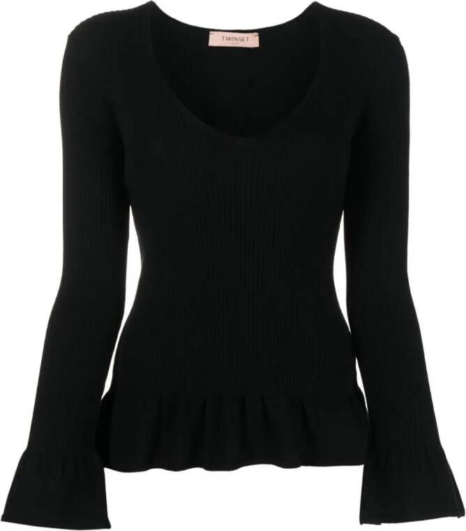 TWINSET Ribgebreide top Zwart