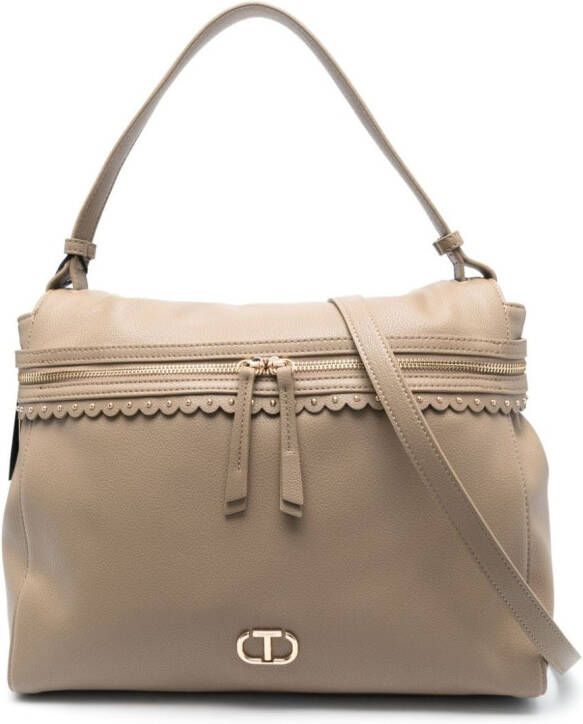 TWINSET Shopper met logoplakkaat Beige