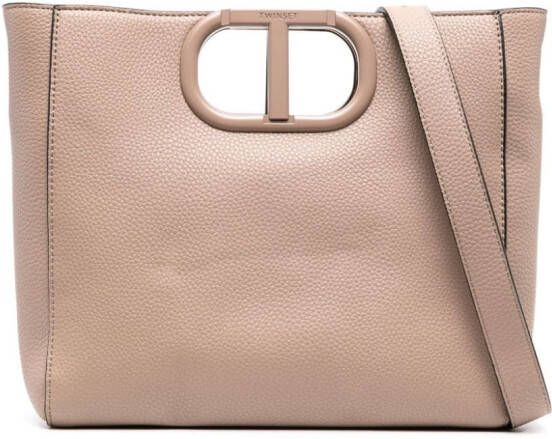 TWINSET Shopper met logoplakkaat Bruin