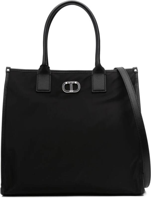 TWINSET Shopper met logoplakkaat Zwart