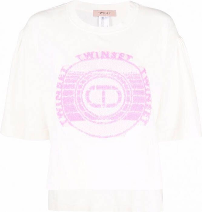 TWINSET T-shirt met geborduurd logo Beige