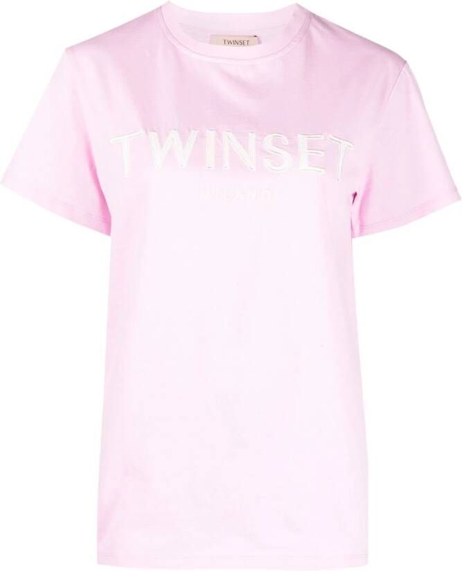 TWINSET T-shirt met geborduurd logo Roze