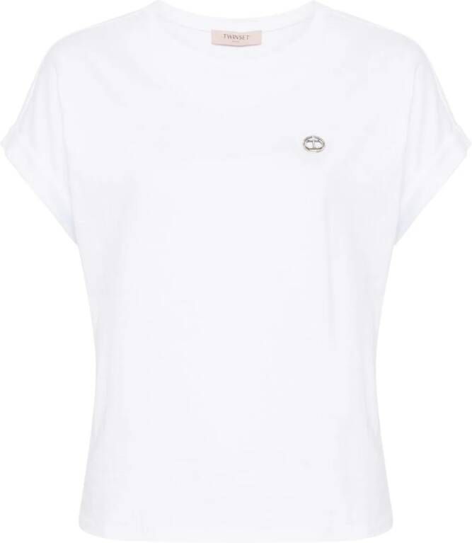TWINSET T-shirt met logoplakkaat Wit