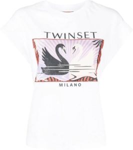 TWINSET T-shirt met logoprint Wit