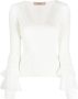 TWINSET tulle-inserts ribbed-knit top Beige - Thumbnail 1