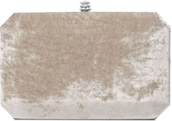 Tyler Ellis Medium Perry platinum fluwelen clutch met gekreukt effect Grijs