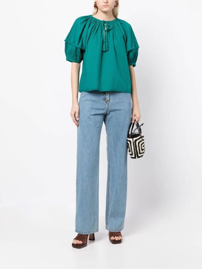 Ulla Johnson Blouse met pofmouwen Groen