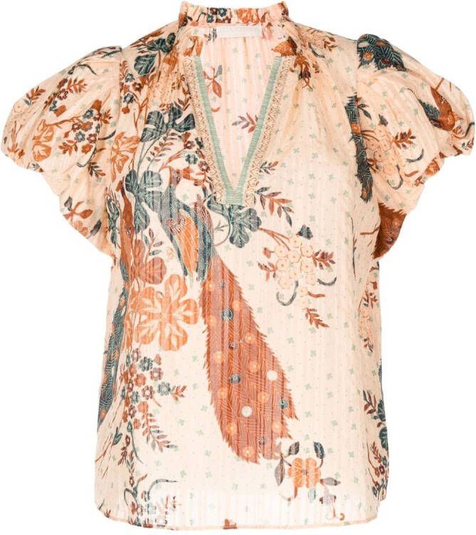 Ulla Johnson Blouse met print Oranje