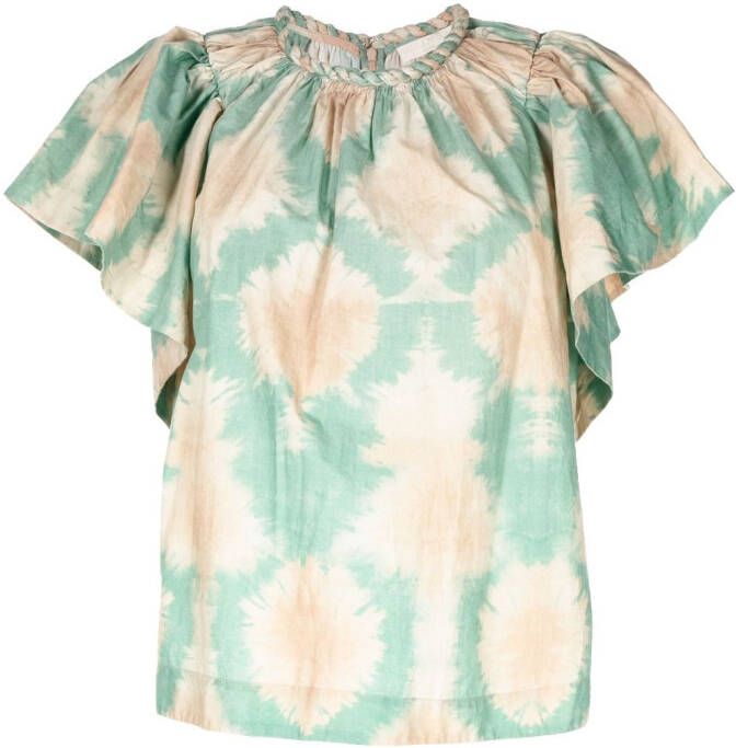 Ulla Johnson Blouse met tie-dye print Groen