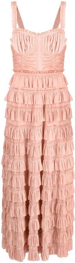 Ulla Johnson Avondjurk met ruche Roze
