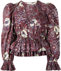 Ulla Johnson floral-print puff-sleeve blouse Rood