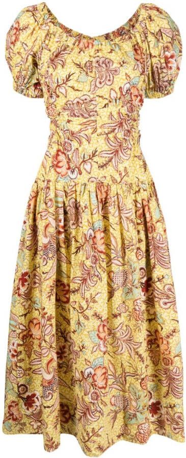 Ulla Johnson Midi-jurk met bloemenprint Geel