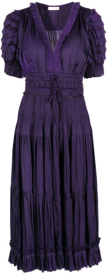 Ulla Johnson Jurk met ruche Paars