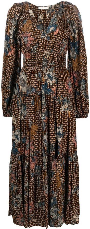 Ulla Johnson Midi-jurk met V-hals Zwart