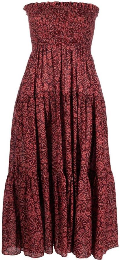 Ulla Johnson Strapless midi-jurk Rood