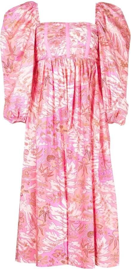 Ulla Johnson Midi-jurk met bloemenprint Roze
