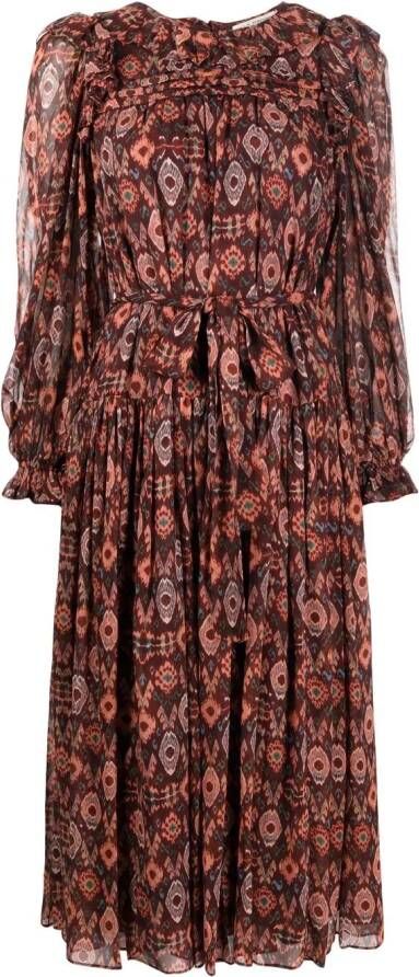 Ulla Johnson Midi-jurk met geometrische print Rood