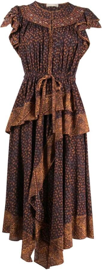 Ulla Johnson Midi-jurk met print Bruin