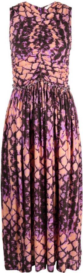 Ulla Johnson Midi-jurk met ruches Paars