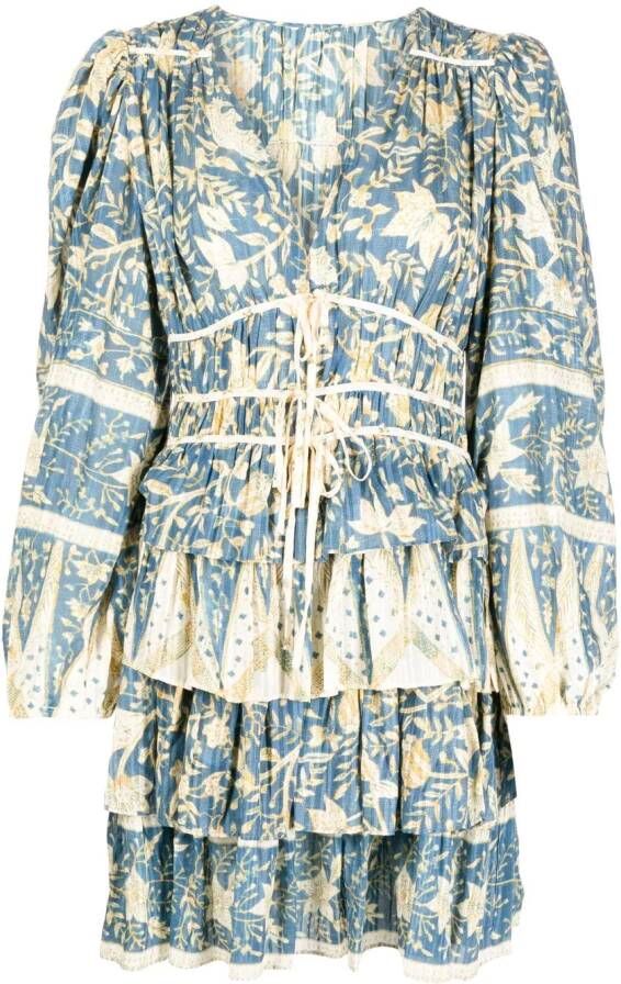 Ulla Johnson Mini-jurk met bloemenprint Blauw