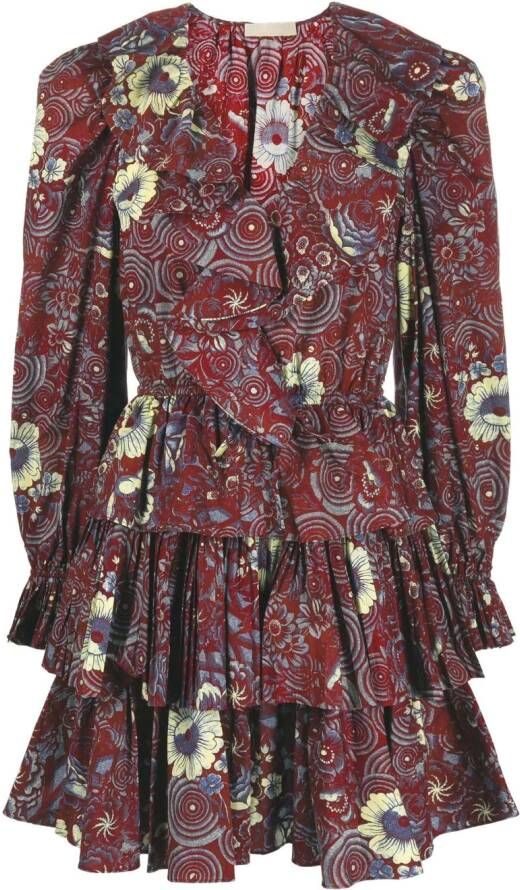 Ulla Johnson Mini-jurk met bloemenprint Rood