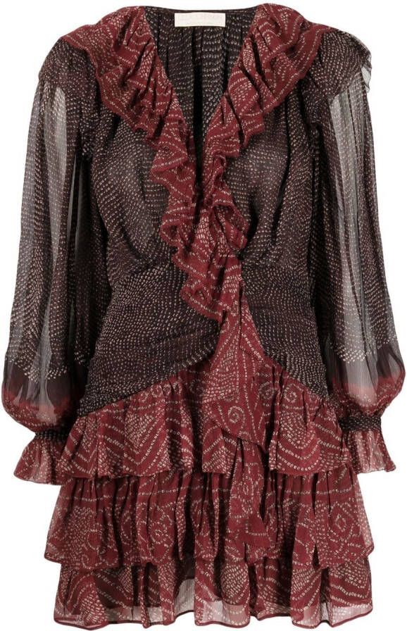 Ulla Johnson Mini-jurk met ruches Rood