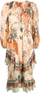 Ulla Johnson Midi-jurk met bloemenprint Beige