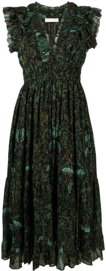 Ulla Johnson Midi-jurk met fladdermouwen Groen