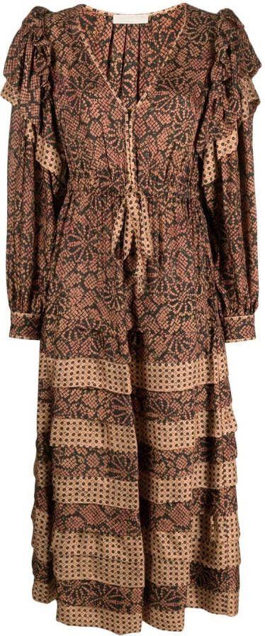 Ulla Johnson Midi-jurk met print Zwart