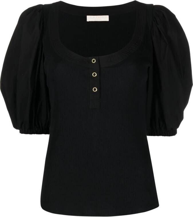 Ulla Johnson T-shirt met pofmouwen Zwart