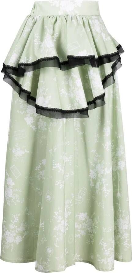 Ulyana Sergeenko Asymmetrische rok Groen