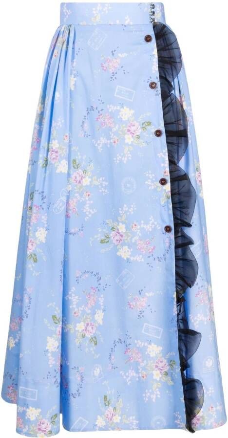 Ulyana Sergeenko Rok met bloemenprint Blauw