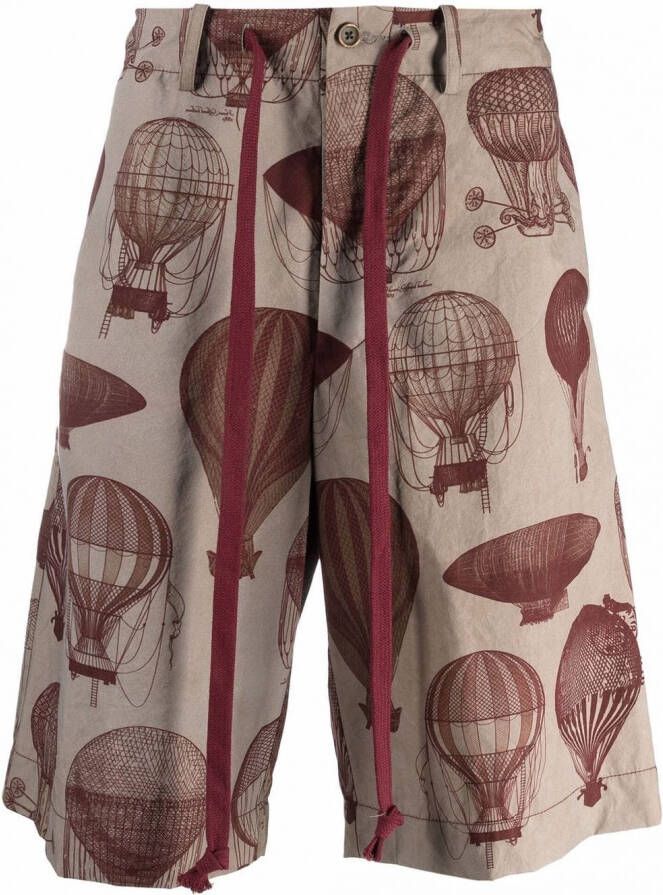 Uma Wang Bermuda shorts met print Groen