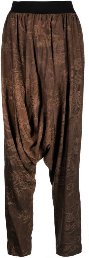 Uma Wang Broek met geborduurde bloemen Bruin